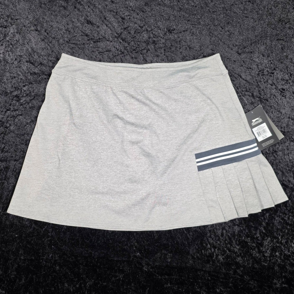 Slazenger Golf Women Pleated Knit Rib Skort Heather Grey WSG17082 Small NWT